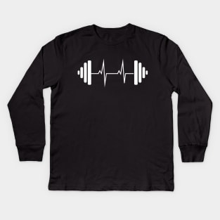 Dumbbell heartbeat - gym motivation Kids Long Sleeve T-Shirt